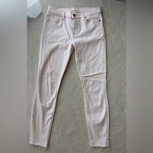 7 For All Mankind Blush Pink Off White Skinny Jeans